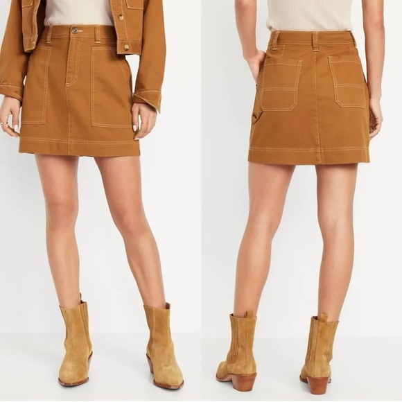 Old Navy Utility High Waisted Mini Skirt Size 12 Yellow Gold Orange Fall - Picture 1 of 7